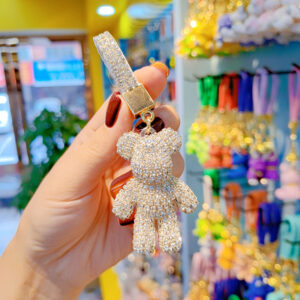 Pink bear-white k buckle (short rope)