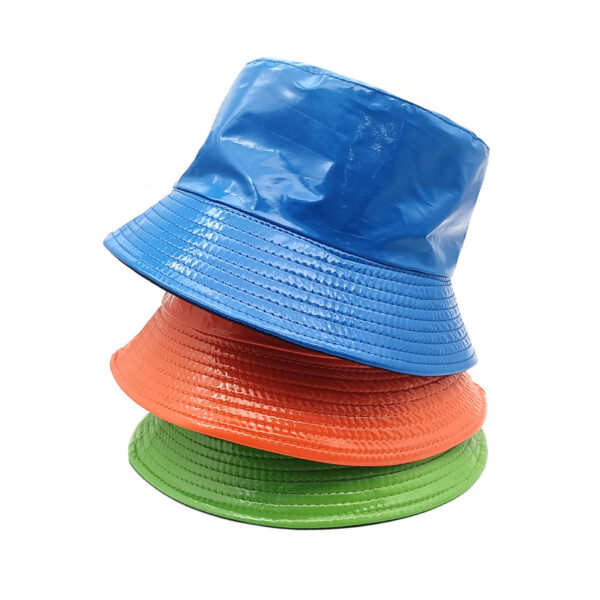 Wholesale Patent Leather Reversible Fisherman Hat Two Sided Wear Sun Protection Foldable Casual Unisex for Resale