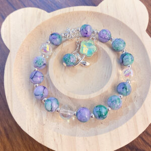 Purple green pattern flower bracelet (opp bag)