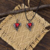 oly-aed043d4575af415da6cde5bfeea39eb Wholesale Vintage Dark Raven Ruby Heart Pendant Necklace and Ring Set Zinc Alloy Fashion Accessory for Resale