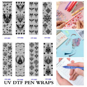 oly-aed2d836ac2584e5d71f116d58b74102 Wholesale 2/8/16pcs UV DTF Stickers Wing Skull Gothic Castle Ornament Patterns Pen and Bookmark Stickers