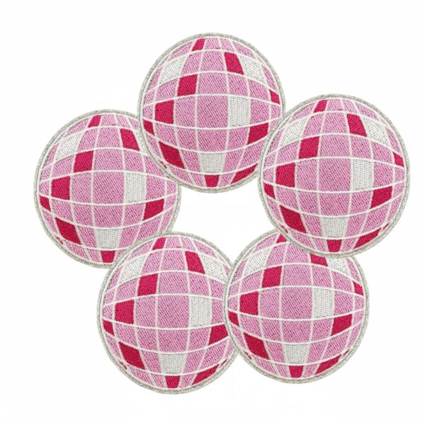 Wholesale Cartoon Pink Planet Plaid Embroidery Patch Fashion Decorative Iron-On Accessory for DIY Gift