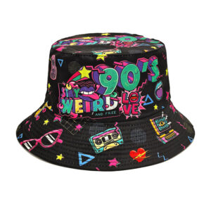 oly-aee97f20c73b5a1f9b36a11974669472 Wholesale 80s 90s Retro Graffiti Bucket Hat Double Sided Fashion Accessory for Party
