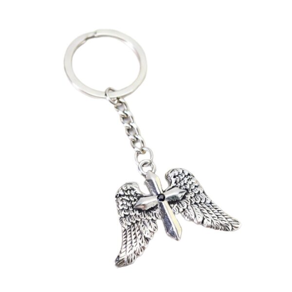 oly-af179ac88000f70c5616e18e84d9ddf6 Wholesale Punk Vintage Angel Wings Cross Keychain Pendant, Zinc Alloy Fashion Accessory for Bags