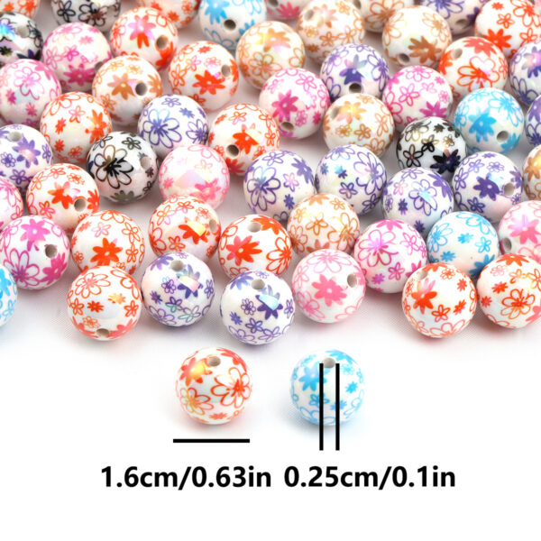 oly-af1fd141e844d32f5f7156e57c3f9cc4 Wholesale Flower Snowflake Print Acrylic Beads 16mm DIY Phone Charm Accessory