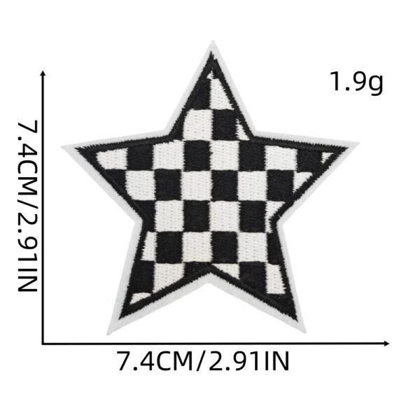 oly-af266902a68a725850f842bb12dda462 Wholesale Plaid Star Iron-On Patches 9-Piece Set Polyester Embroidery Clothing Accessory for Women Casual DIY Craft Supply