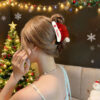 Wholesale Acrylic Hair Claw Clips Love Heart Design with Glitter Snowflake Pattern Fashion Hair Accessory for Women Everyday Styling