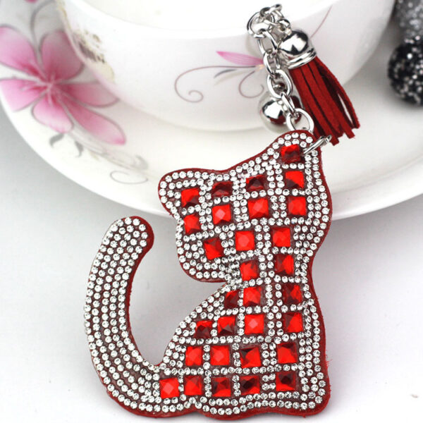Wholesale Cat Rhinestone Keychain Fashion Bag Pendant Car Accessory Gift for Women