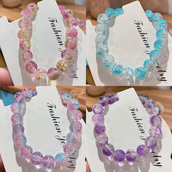 oly-af5cf28ed620a7f5d5719d1e637431d7 Wholesale Crushed Glass Bead Bracelet TwoColor Ice Transparent for Kids Jewelry Accessory