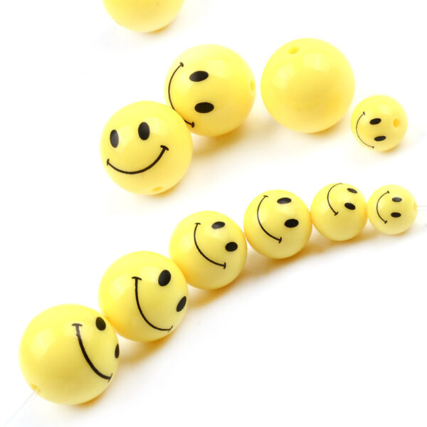 oly-af77dc2274641e9e591f59a47fbac280 Wholesale Acrylic Face Loose Beads Yellow Round 8mm for DIY Bracelet Jewelry Making Children's Craft Gift
