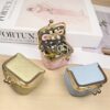 Wholesale Mini Metal Clasp Jewelry Pouch Pu Lychee Pattern Women's Lock Buckle Jewelry Key Earphone Storage Bag Multifunctional Coin Purse
