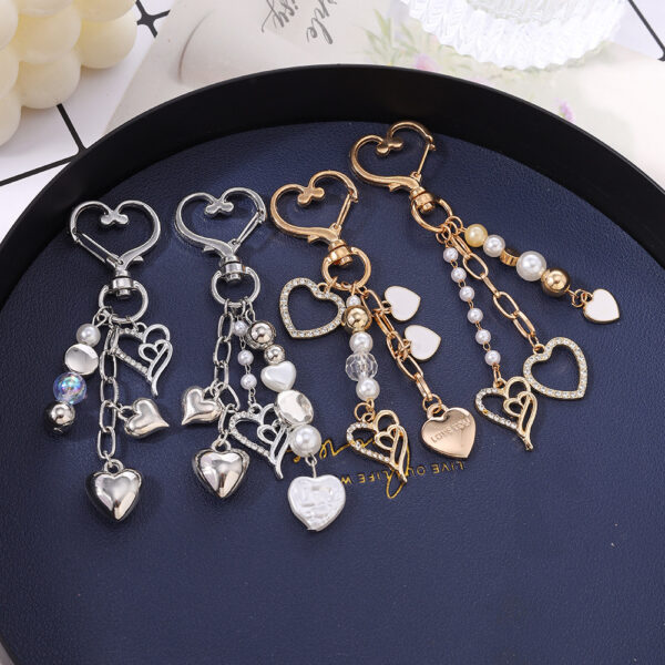 Wholesale Silver Pearl Heart Keychain Fashion Accessory Gift for Valentine's Day