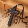 Wholesale Retro Handmade Wood Cross Pendant Necklace for Church Jewelry Accessory