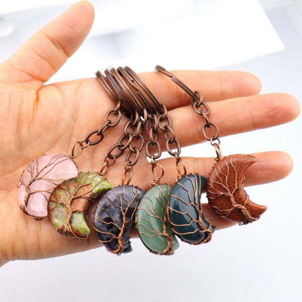 oly-afb9b6fe7d474143bdba878b9b5b8c30 Wholesale Natural Stone Moon Bag Charm Trendy Car Key Accessory for Daily Use