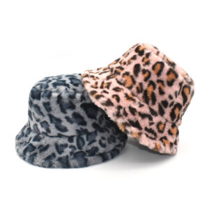 Wholesale Fleece Lined Leopard Print Fisherman Hat Winter Warm Wide Brim Outdoor Travel Fashion Gift