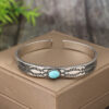 Wholesale Vintage Silver Alloy Turquoise Pattern Bangle Bracelet, Bohemian Geometric Jewelry Accessory for Everyday Wear