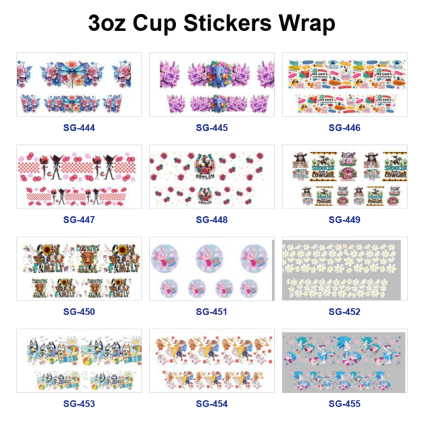Wholesale 8pcs Mixed Cute Animals 3oz Cup Stickers Wrap OLY Exclusive