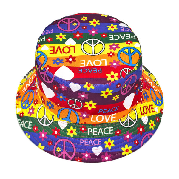 oly-b014c9301de38722d41e0034fd0370cd Wholesale Reversible Floral Peace Pattern Bucket Hat Sun Protection Outdoor Cap for Resale