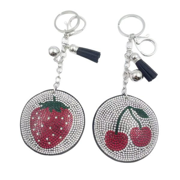Wholesale Rhinestone Strawberry Keychain Bag Charm Fashion Accessory For Party Gifts