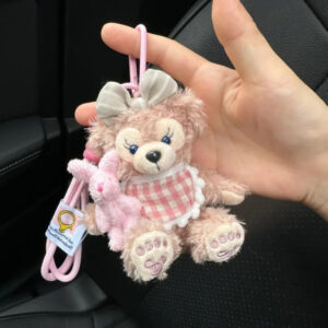 Pink bib hugging bunny [shirley rose] / Approximately 10cm, comes with a rope stopper