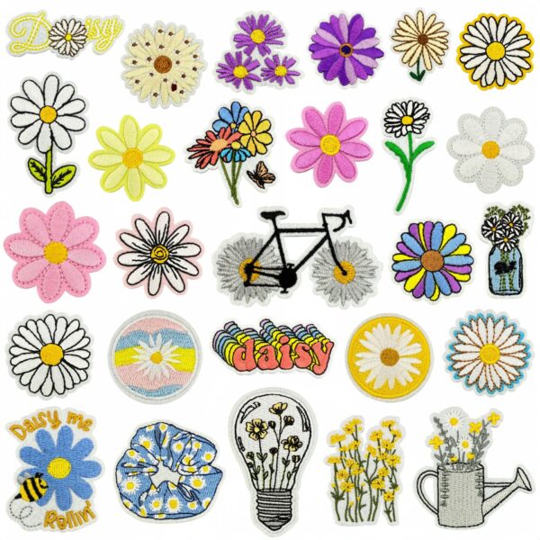 Wholesale Trendy Cartoon Embroidered Patch Colorful Flower Cloth Sticker for Clothing Decoration