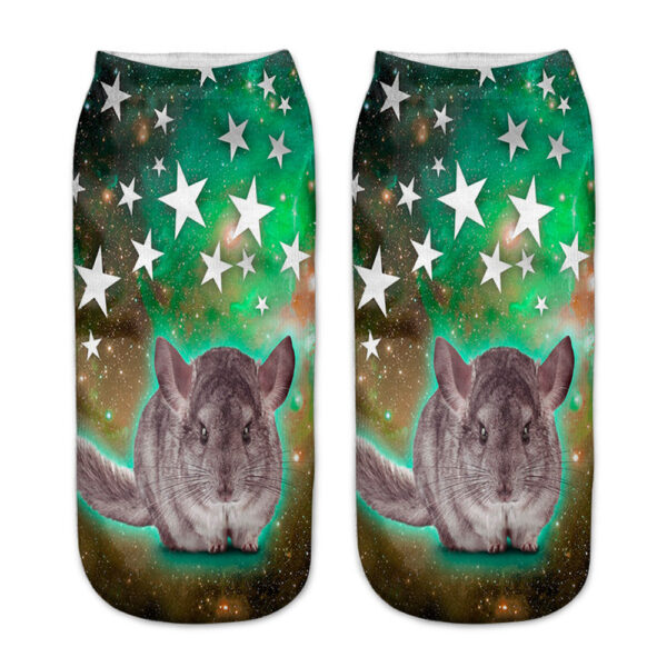 oly-b07e3f45ebbf59a48f31de27e6261797 Wholesale 3D Hamster Print Short Socks Trendy Animal Design, Antibacterial Polyester Cotton For Women