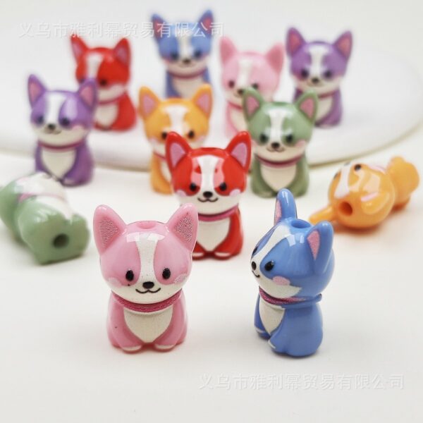 oly-b0963bf055599a9fd2d151314410db21 Wholesale Acrylic 3D Corgi Puppy Beads Trendy DIY Phone Chain Keychain Decorative Accessory for Gift or Boutique