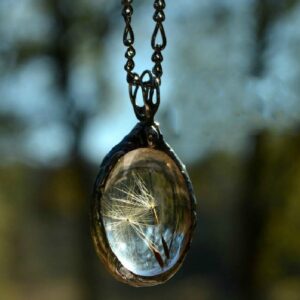Wholesale Vintage Dandelion Seed Wish Oval Glass Pendant Necklace, Fashion Jewelry Accessory for Everyday Wear Gift