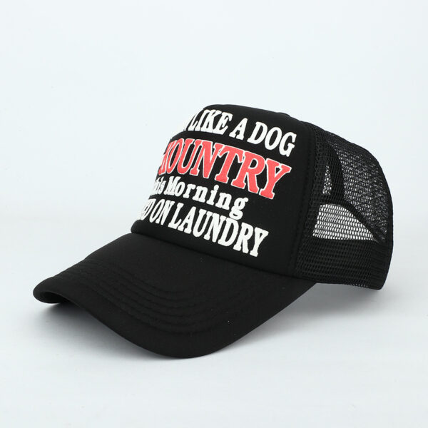 oly-b0e7e6ce587903b31bf38d0660ce797b Wholesale Trendy Mesh Trucker Cap Colorblock Print Letter Design Breathable Wide Brim Sun Hat