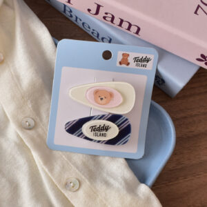 2 # Pink/navy blue oval water drops-2pcs