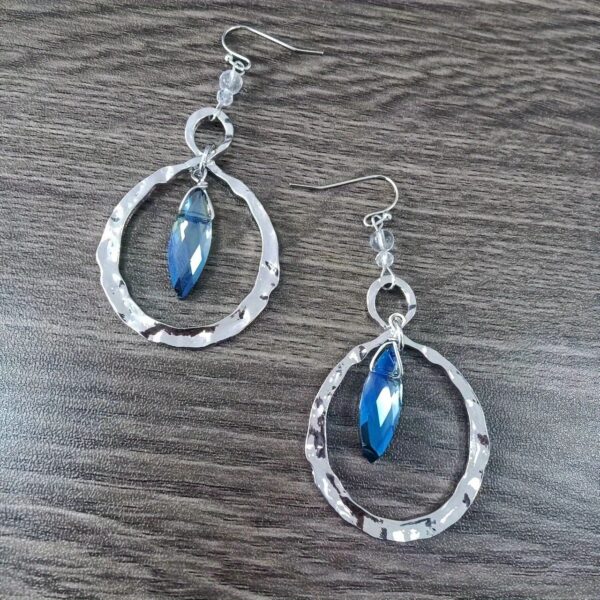 oly-b1088a31a514cdf33a7d6a7ee91526db Wholesale Vintage Hammered Moonstone Ear Drops Ancient Silver Alloy Ethnic Style Fashion Jewelry Accessory for Boutique Resale
