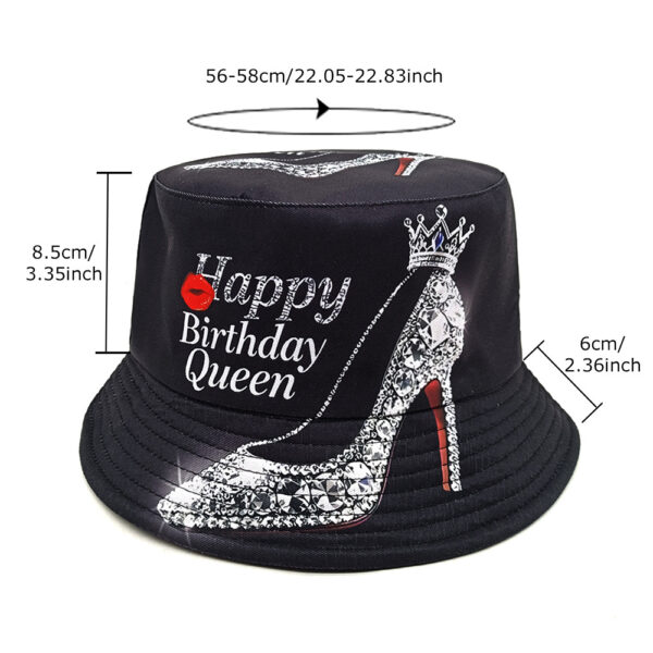 Wholesale Happy Birthday Crown High Heel Pattern Bucket Hat Fashion Accessory for Gift Boutique Resale