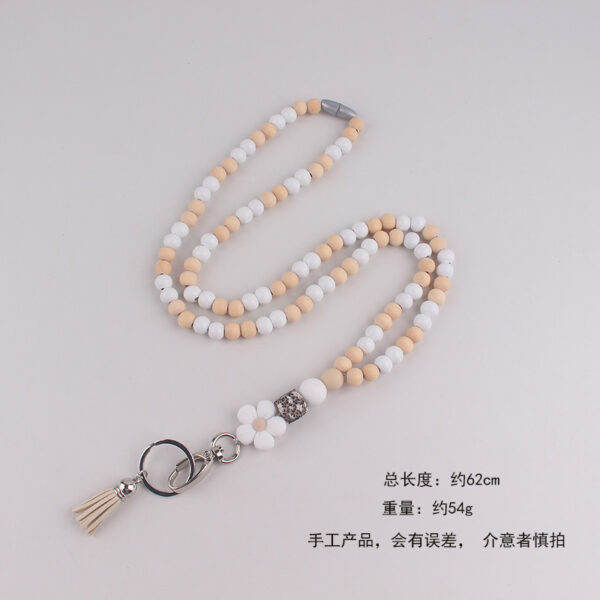 oly-b11ae8e17cc4558c618afbe0a71f2545 Wholesale Floral Beaded Silicone Lanyard with Ball Chain for ID Card Trendy Everyday Jewelry Accessory