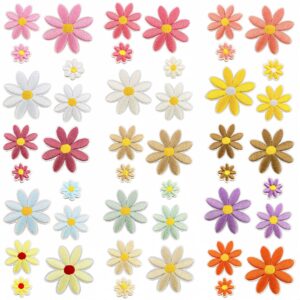 Wholesale 45pcs Multi Color Embroidered Flower Patches Polyester Thread for Clothing Bag Decoration Craft Supply