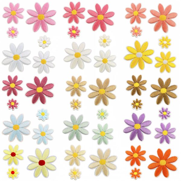 Wholesale 45pcs Multi Color Embroidered Flower Patches Polyester Thread for Clothing Bag Decoration Craft Supply