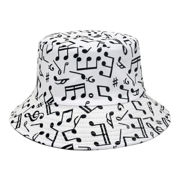 Wholesale Trendy Music Note Bucket Hat Sun Protection Black Fashion Accessory