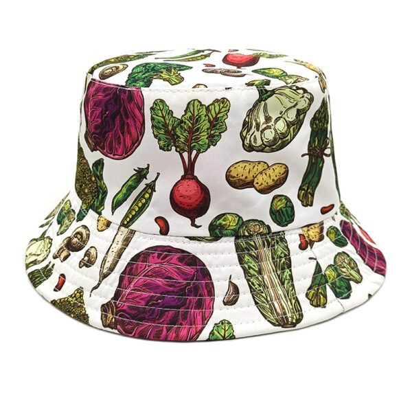 Wholesale Chic Double Sided Fisherman Hat Vegetable Pattern Sun Protection for Men Women