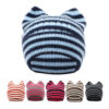 oly-b1e279b053b00e8d081b5580849913c2 Wholesale Trendy Striped Cat Ear Knit Beanie Winter Warm Hat for Women Fashion Accessory Gift