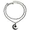 Wholesale Artificial Crystal Layered Moon Pendant Necklace Gothic Gothic Style Beaded Choker Fashion Accessory for Party or Everyday Wear