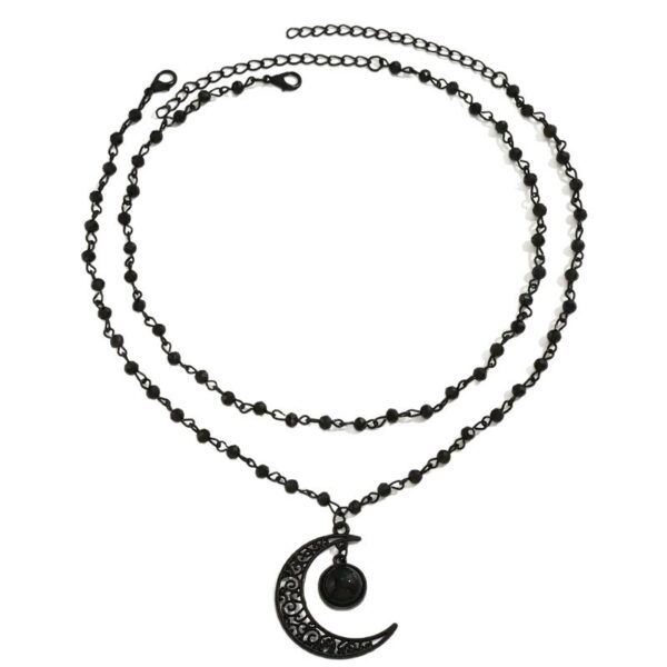 Wholesale Artificial Crystal Layered Moon Pendant Necklace Gothic Gothic Style Beaded Choker Fashion Accessory for Party or Everyday Wear