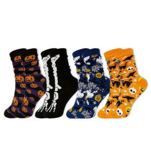 oly-b1f403a4111d977a5804c75d6e55e81b Wholesale Halloween Cartoon Skeleton Pumpkin Socks Unisex Mid Calf Sweat Absorbing Polyester Bulk Resale
