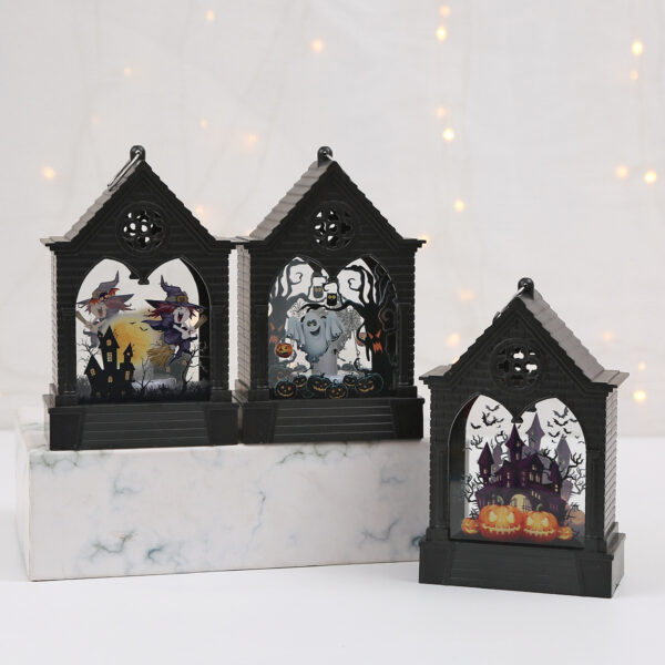 Wholesale Plastic Halloween LED Wind Lantern Castle Design Electronic Candle Party Decor