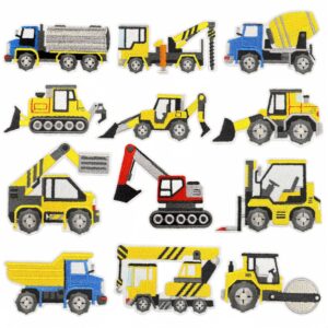 oly-b239008cb7b04999be54f8b554383518 Wholesale Embroidery Thread Yellow Cartoon Construction Vehicle Patch - Stylish Bag Decoration