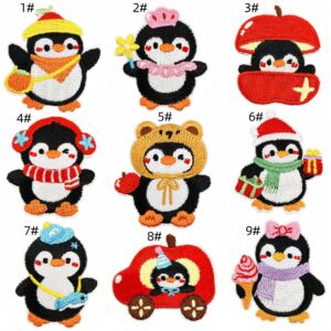 Cartoon little penguin cloth patch set 9 pieces
