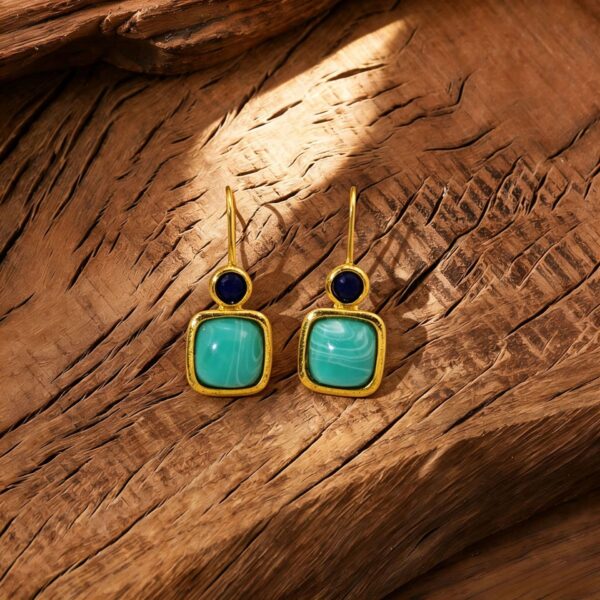 Wholesale Geometric Alloy Earrings Turquoise Inlay Stylish Women's Jewelry Accessory