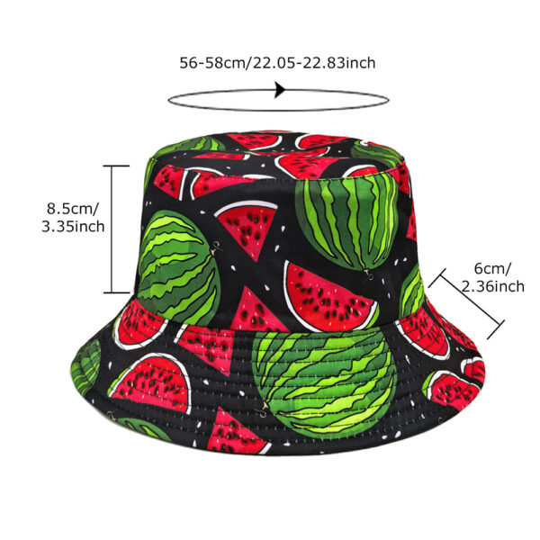 Wholesale Double Sided Watermelon Print Bucket Hat for Summer Vacation Beach Sun Protection