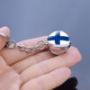 Wholesale Nordic Flag Metal Glass Ball Keychain Finland Sweden Norway Denmark Iceland Souvenir Keyring Car Key Accessory