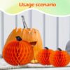 Wholesale Paper Pumpkin Honeycomb Ball Halloween Decoration Black Handle Hanging Ornament for Party Home Decor