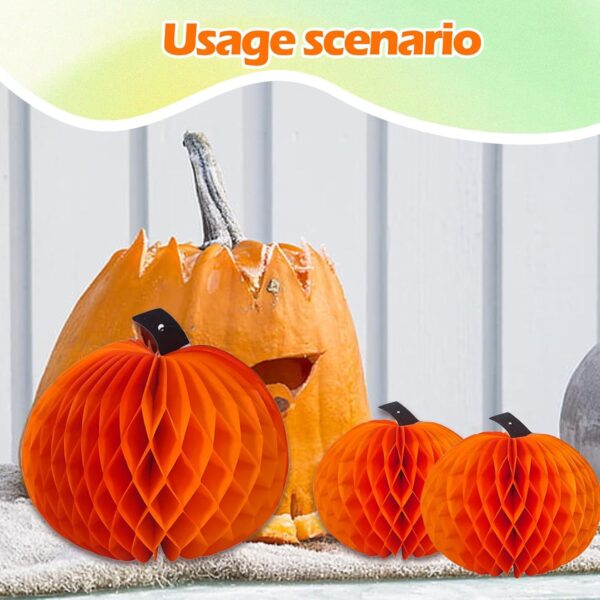 Wholesale Paper Pumpkin Honeycomb Ball Halloween Decoration Black Handle Hanging Ornament for Party Home Decor
