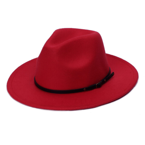 oly-b26890f48398c905d0664b8ac70596bd Wholesale Woolen Jazz Hat Wide Brim Flat Top Everyday Wear Fashion Accessory
